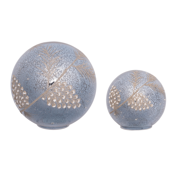 Melrose LED Blue Pinecone Globe - Set of 2