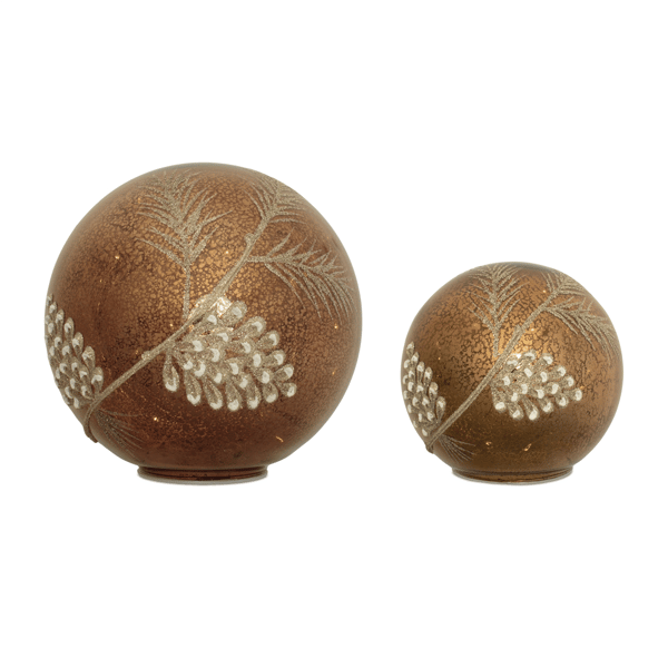 Melrose LED Brown Pinecone Globe - Set of 2