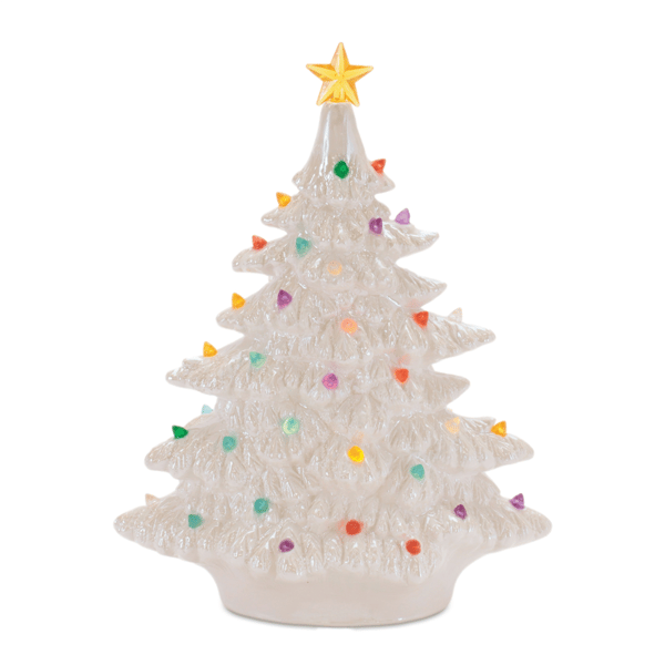 Melrose Lighted Ceramic Christmas Tree with Multicolor Bulbs