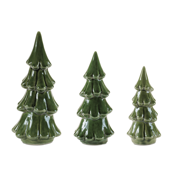 Melrose Scalloped Ceramic Pine Tree - Set of 3
