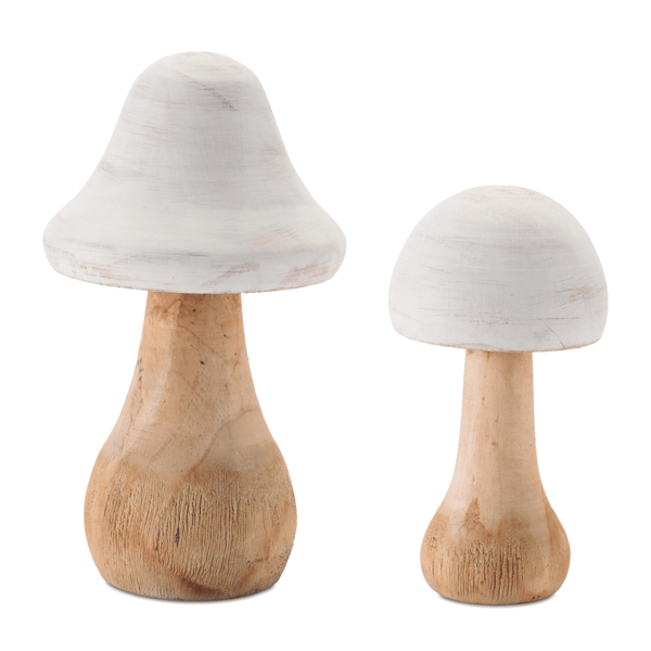 Melrose Rustic Wooden Mushroom Decor - Set of 2