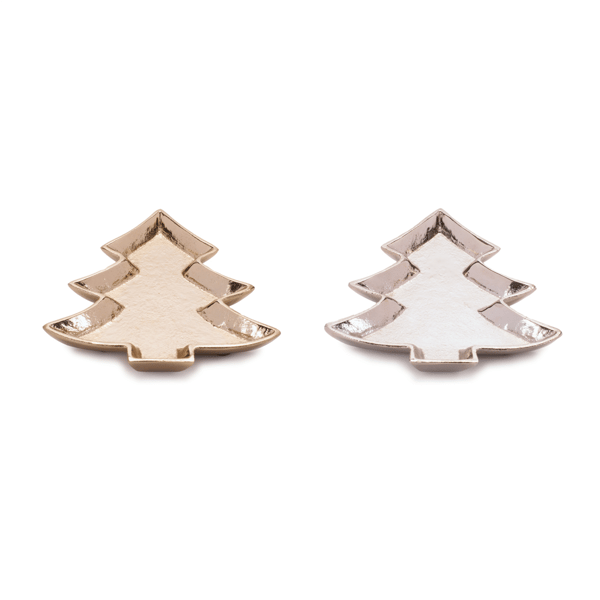 Melrose Metal Pine Tree Trinket Tray - Set of 2