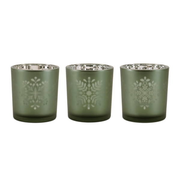 Melrose Frosted Snowflake Votive Holder - Set of 3