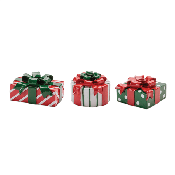 Melrose Holiday Present with Taper Candle Holder - Set of 3