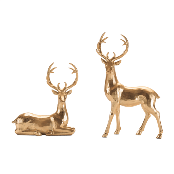 Melrose Metallic Deer Figurine - Set of 2