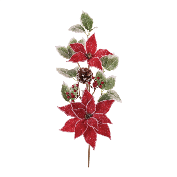 Melrose Poinsettia Floral & Holly Spray - Set of 2 alternate view