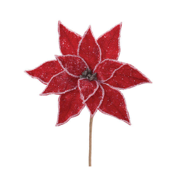 Melrose Glittered Poinsettia Flower Stem - Set of 2 alternate view