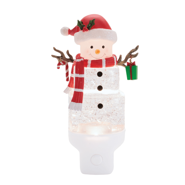Melrose 7in. Snowman with Present Snow Globe Night Light