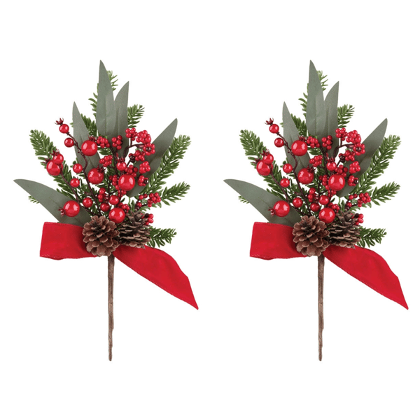 Melrose Fresh Touch Pine Berry Cone Spray - Set of 2