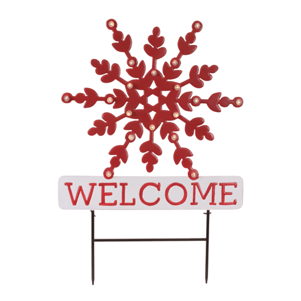 Melrose LED Snowflake Welcome Planter Stake