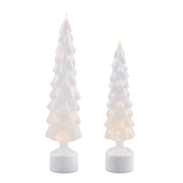 Melrose Rotating LED Glass Christmas Tree - Set of 2