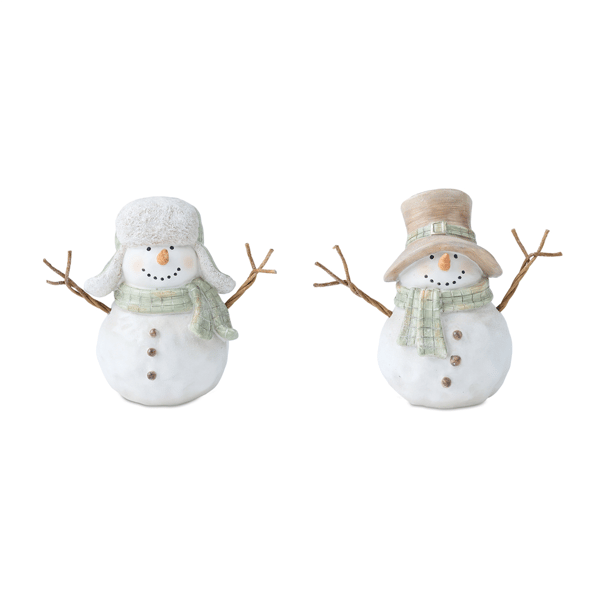 Melrose Glittered Snowman Figurine - Set of 2