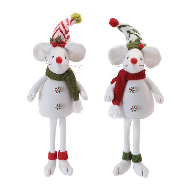 Melrose Holiday Plush Mouse Figurines - Set of 2