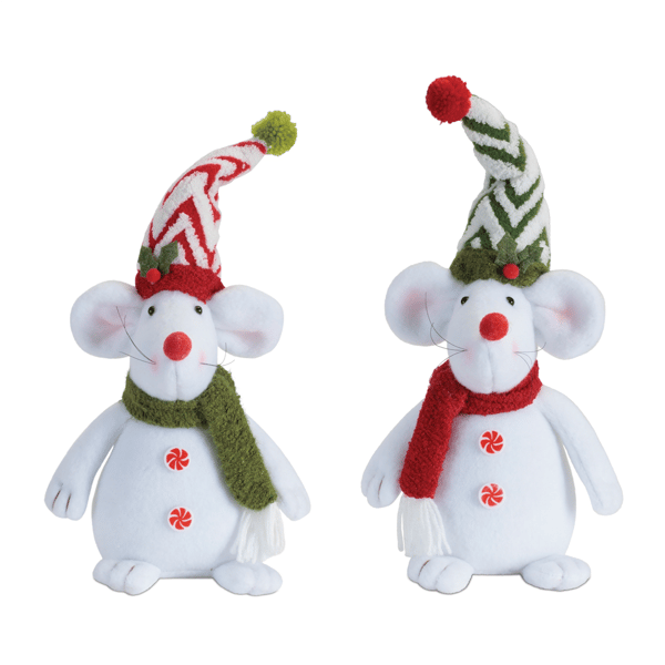 Melrose Holiday Plush Mouse Decor - Set of 2