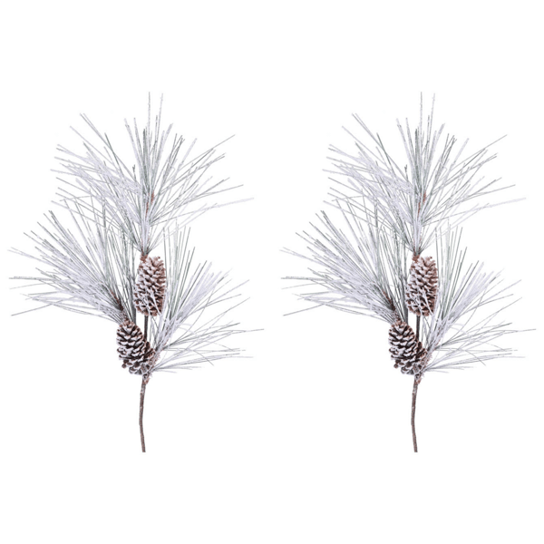 Melrose Flocked Long Needle Pine Spray - Set of 4 alternate view