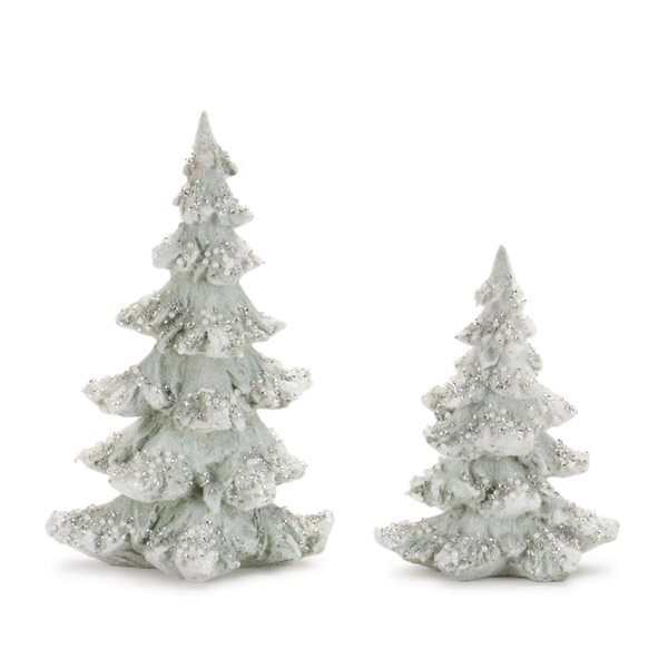 Melrose Beaded Frosted Christmas Trees - Set of 2