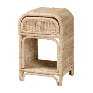 Baxton Studio Magni Modern Bohemian Rattan 1 Drawer Nightstand