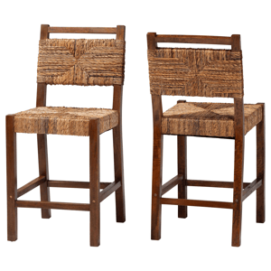bali & pari 2pc. Cordoba Bohemian Seagrass Counter Stool Set