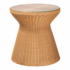 bali & pari Nina Bohemian Light Honey Braided Rattan End Table