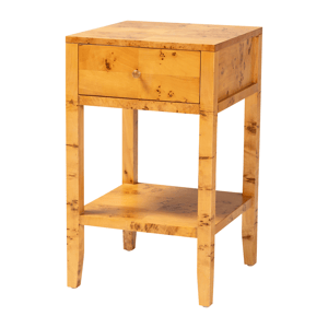 bali & pari Ghina Modern Real Burl Wood 1-Drawer Nightstand