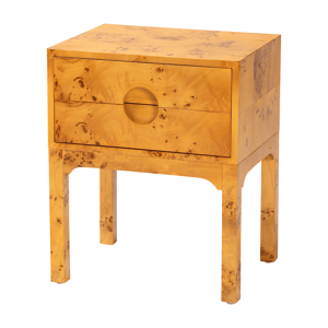 bali & pari Kayla Modern Real Burl Wood 2-Drawer Nightstand