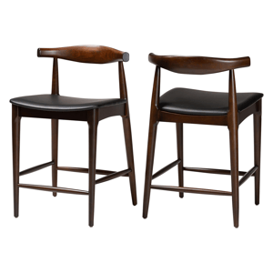 Baxton Studio Eira Walnut Wood Counter Stool - Set of 2