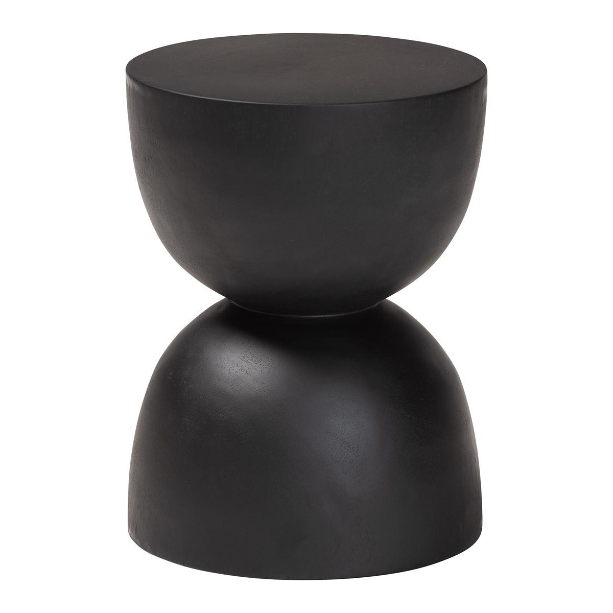 193271466504 Hourglass Design Nomiki Solid Suar Wood Side Table with Hand-Carved Sculptural End Table, Black