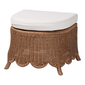 bali & pari Detta Natural Rattan Footstool with Cushion
