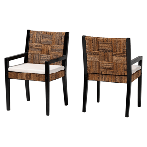 bali & pari Raniya 2pc. Handwoven Seagrass Dining Armchairs