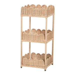 bali & pari Brooks Natural Rattan 3-Tier Storage Shelf