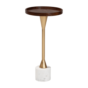 Baxton Studio Janaki Tray Top Drink Table with Marble Base