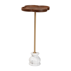 Baxton Studio Gezana Clover Tray Top Drink Table with Marble Base