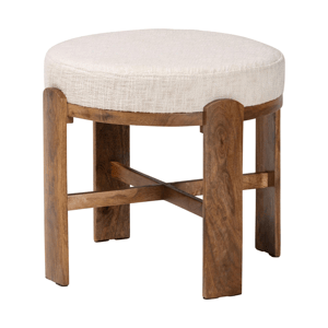 Baxton Studio Whitfield Round Upholstered Fabric Ottoman Stool