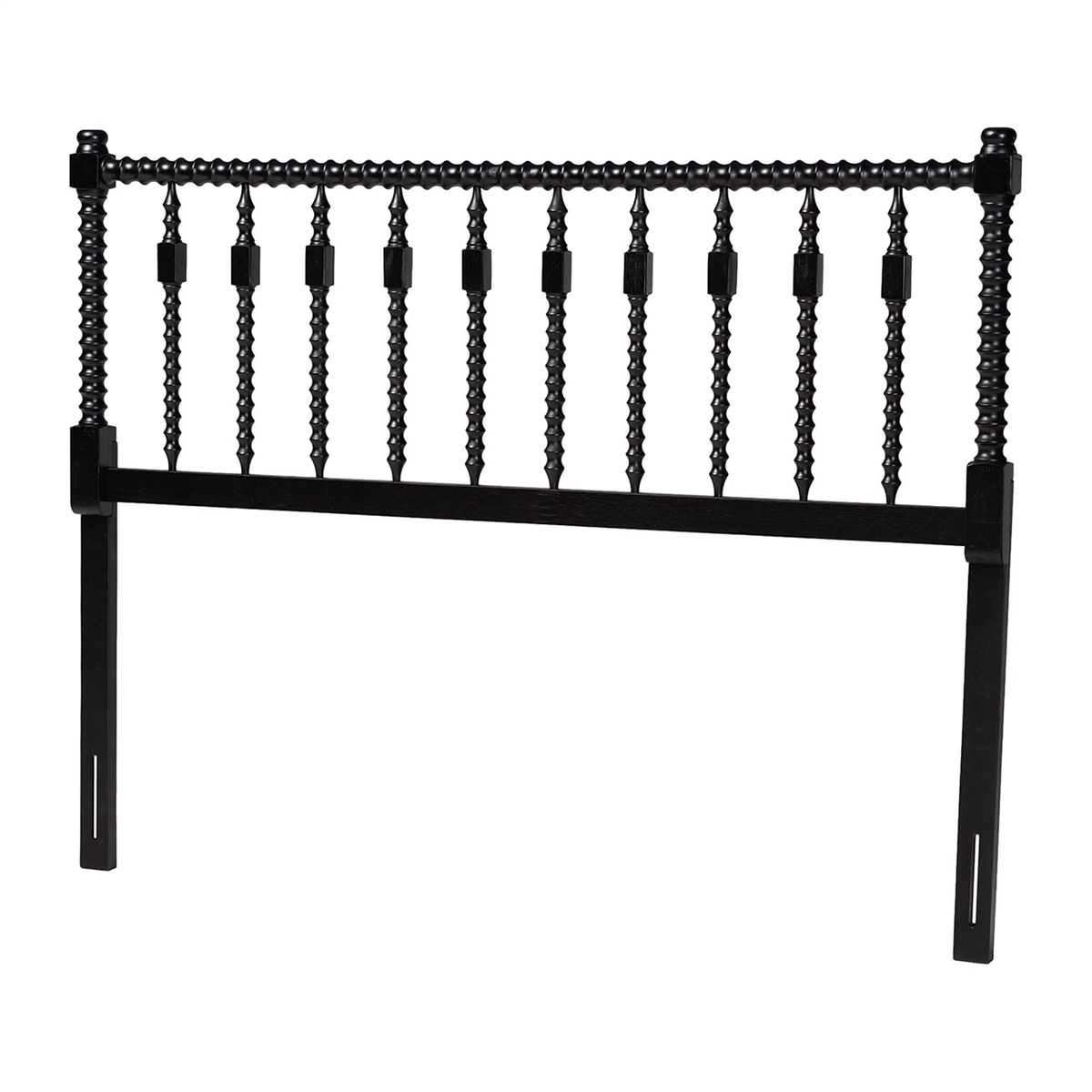 193271507269 Juliette Turned Spindle Headboard with Decorative Spoke Design for Cottage Farmhouse Bedroom, Black - Full Size