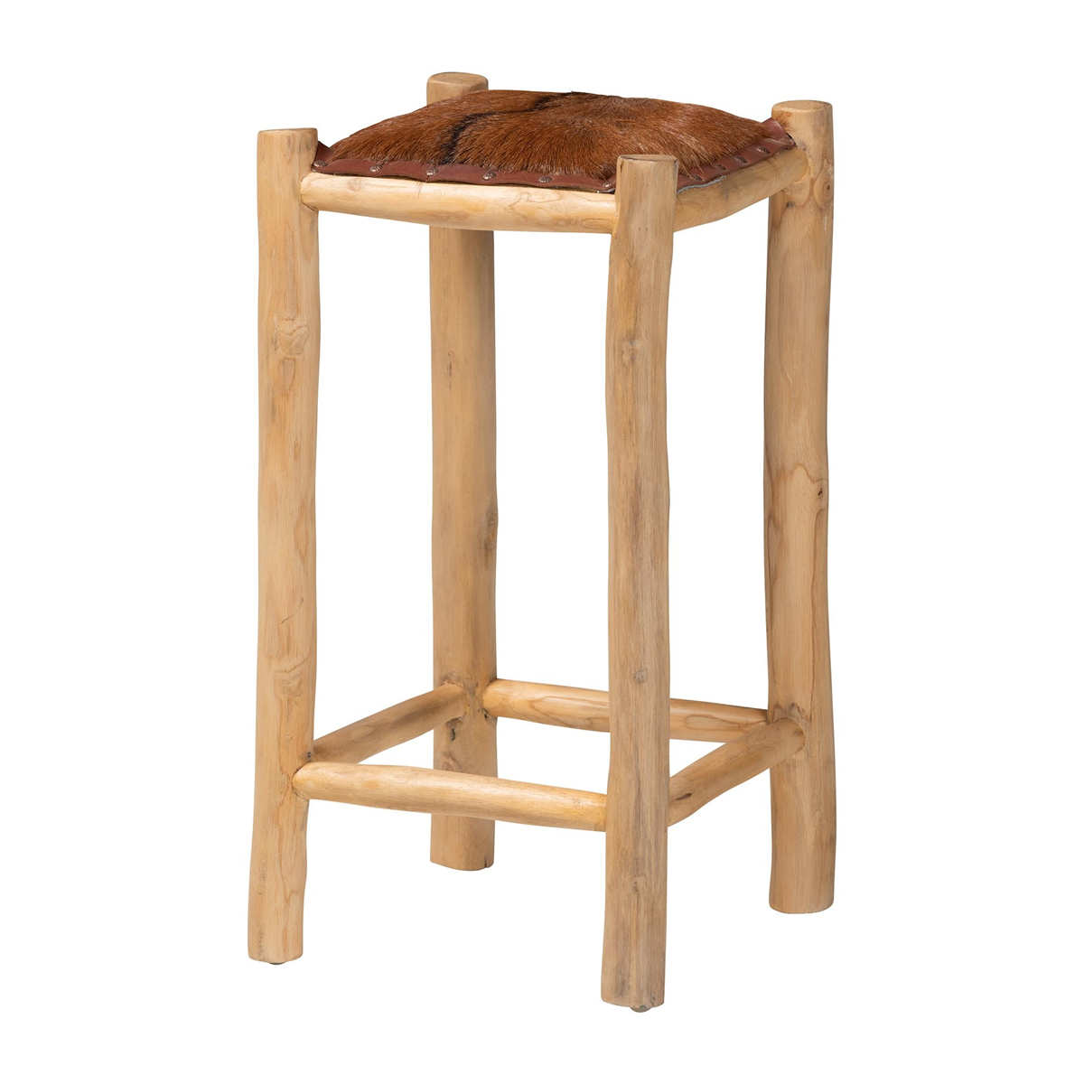 bali & pari Rivera Genuine Goat Leather Counter Stool