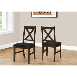 Monarch Specialties 37in. Brown Leather Dining Chair - Set Of 2