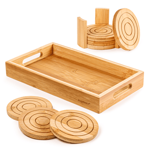 BergHOFF Bamboo 8pc. Serving Tray with Coasters Set