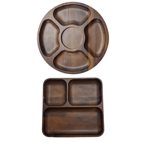 BergHOFF Acacia Wood 2pc. Divided Tray & Serving Platter Set