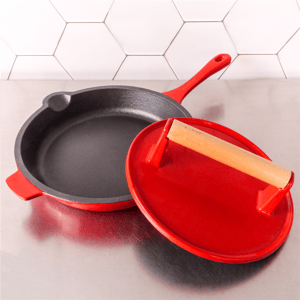 BergHOFF Neo 2pc. Cast Iron 10in. Fry Pan with Steak Press