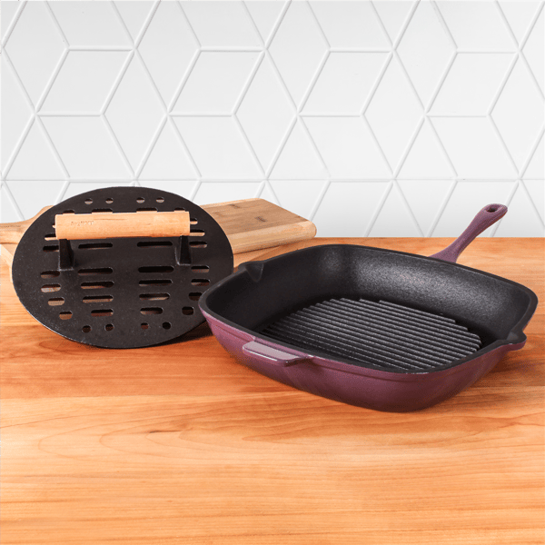 BergHOFF Neo 2pc. 11in. Grill Pan with Slotted Steak Press