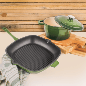 BergHOFF Neo 3pc. Cast Iron Pan/Dutch Oven Cookware Set - Green