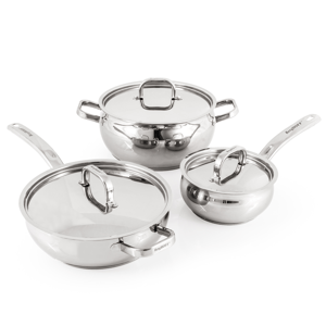 BergHOFF Belly Shape 6pc. Stainless Steel Cookware Set with Lids