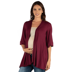 Plus Size 24/7 Comfort Apparel Band Sleeve Maternity Cardigan