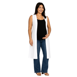 Womens 24/7 Comfort Apparel Sleeveless Slit Maternity Cardigan