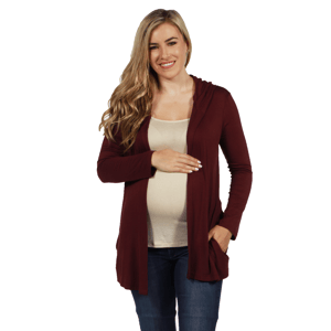 Plus Size 24/7 Comfort Apparel Hooded Maternity Cardigan