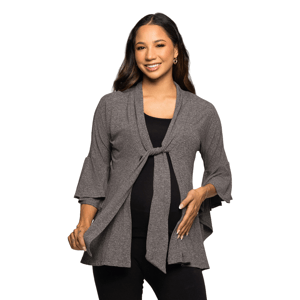 Womens 24/7 Comfort Apparel Tie Front Maternity Cardigan