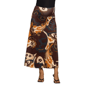 Plus Size Maternity 24/7 Comfort Apparel Brown Paisley Maxi Skirt