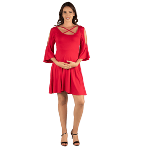 Plus Size 24/7 Comfort Apparel 3/4 Sleeve Maternity A-Line Dress