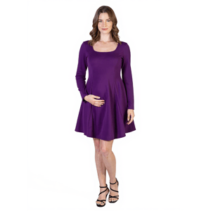 Plus Size 24/7 Comfort Apparel Maternity Solid Fit & Flare Dress