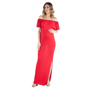 Womens 24/7 Comfort Apparel Off Shoulder Maternity Maxi Dress